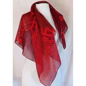 Outstations Australia Scarf Red 34"Sq Indigenous Warlpiri Beryl Barnes Lajamanu